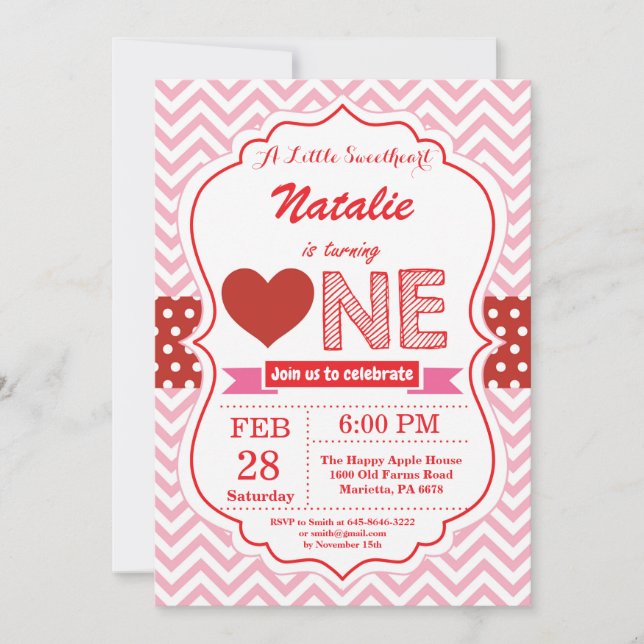 Valentine Birthday Our Little Sweetheart Invitation (Front)