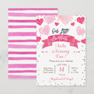 Valentine Birthday Our Little Sweetheart Invitation