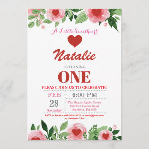 Valentine Birthday Our Little Sweetheart Invitation