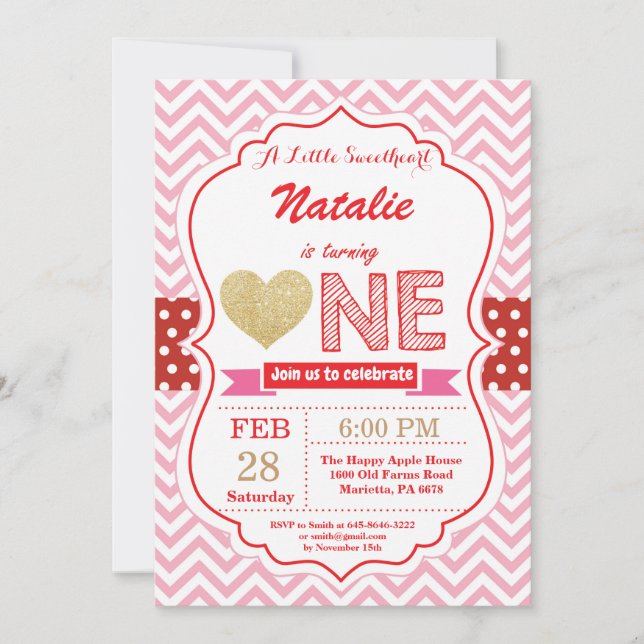 Valentine Birthday Our Little Sweetheart Invitation (Front)