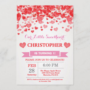 Valentine Birthday Our Little Sweetheart Invitation