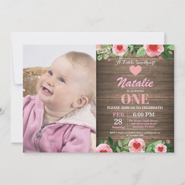Valentine Birthday Our Little Sweetheart Invitation (Front)