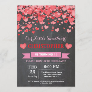 Valentine Birthday Our Little Sweetheart Invitation