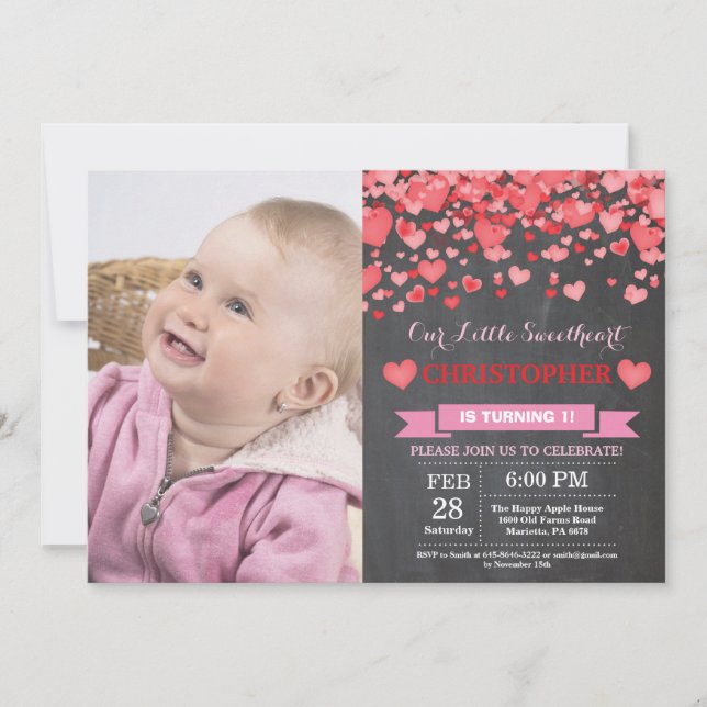 Valentine Birthday Our Little Sweetheart Invitation (Front)