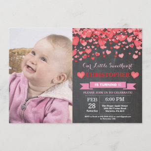 Valentine Birthday Our Little Sweetheart Invitation