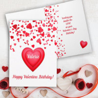 Valentine Birthday Red Confetti Hearts Greeting