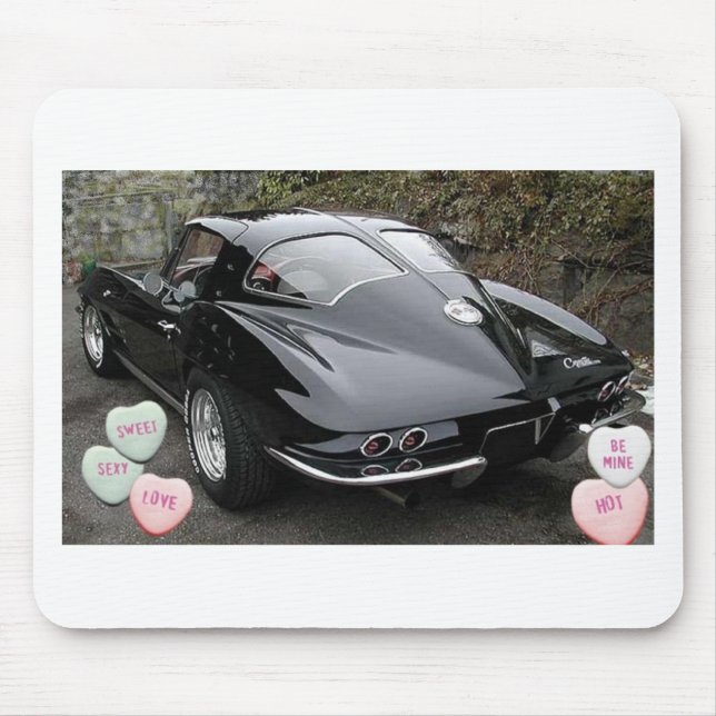 Valentine Black Corvette Mouse Mat (Front)