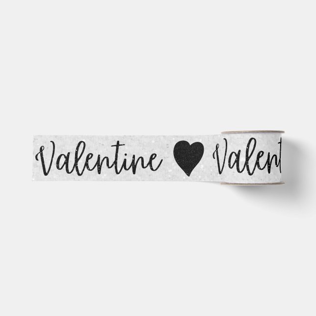 Valentine Black Glitter Grosgrain Ribbon (Front)