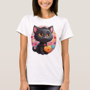 Valentine Black Kitten T-Shirt