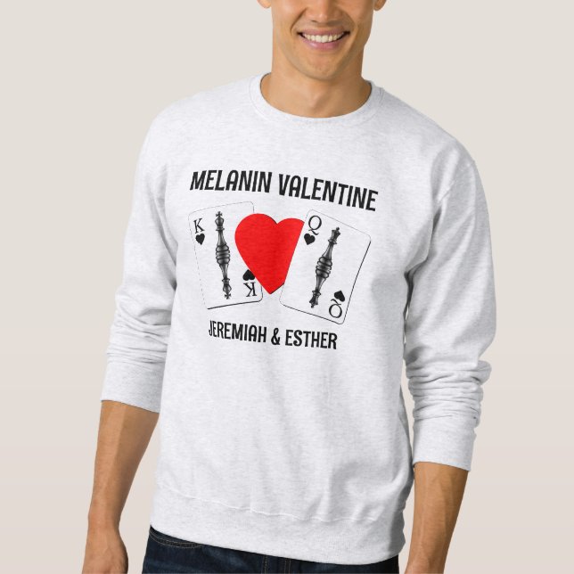 Valentine BLACK QUEEN KING PLAYING CARDS Couples Sweatshirt (Front)