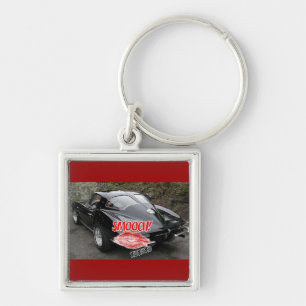 Valentine Black Split Window Corvette Classic Key Ring