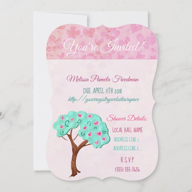 Valentine Blossoms Adorable BABY BRIDAL SHOWER Invitation (Back)