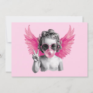 Valentine Blowing Bubble Cupid Valentines Day Holiday Card