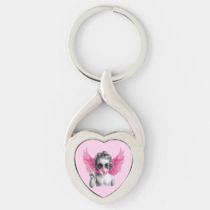 Valentine Blowing Bubble Cupid Valentines Day Key Ring