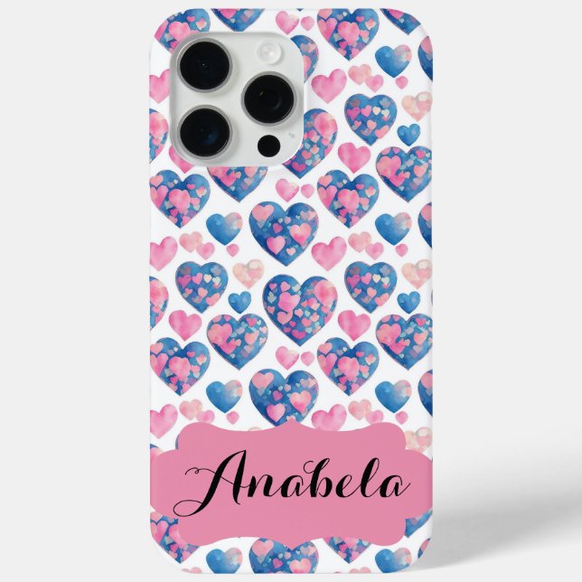 Valentine Blue Pink Pastel 3D effect pattern Case-Mate iPhone Case (Back)