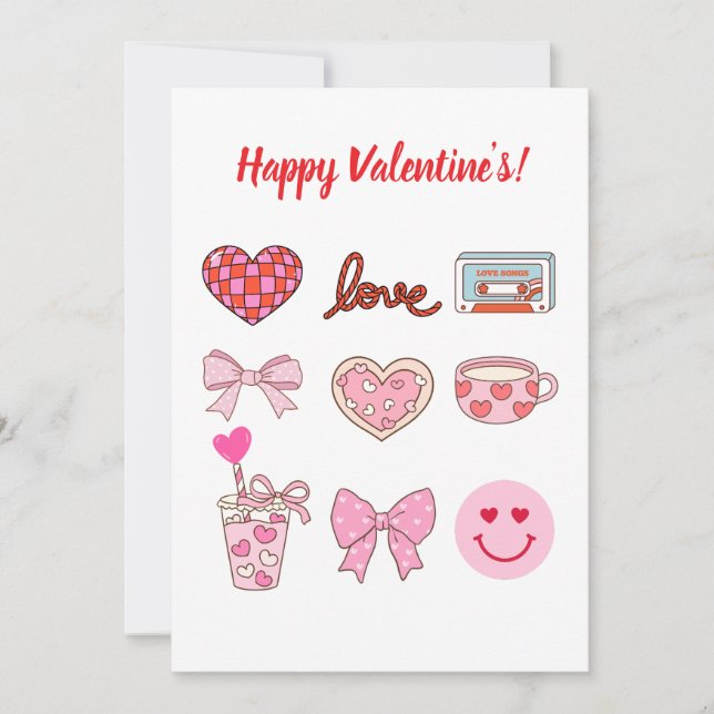 Valentine Bow Heart Coffee Holiday Card (Front)