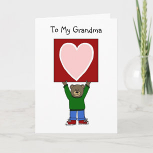 valentine boy bear holding card for grandma