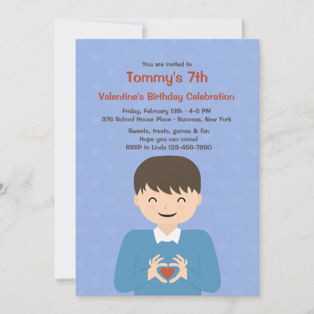 Valentine Boy Birthday Party Invitation (Front)