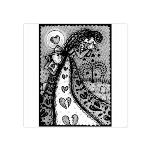 VALENTINE BROKEN, WEEPING WOMAN RUBBER STAMP