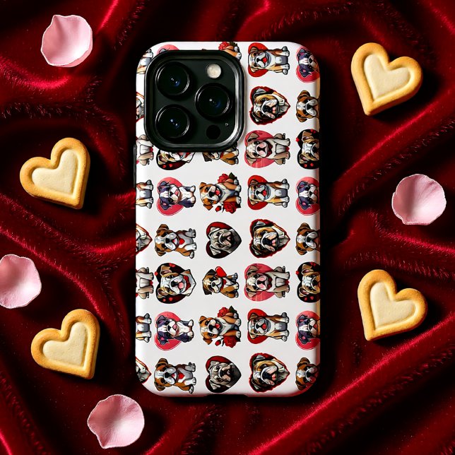 Valentine  Bulldog  iPhone Case (Bulldog Love Heart Pattern Valentine iPhone Case)