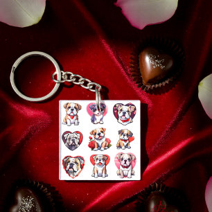 Valentine Bulldog  Key Ring