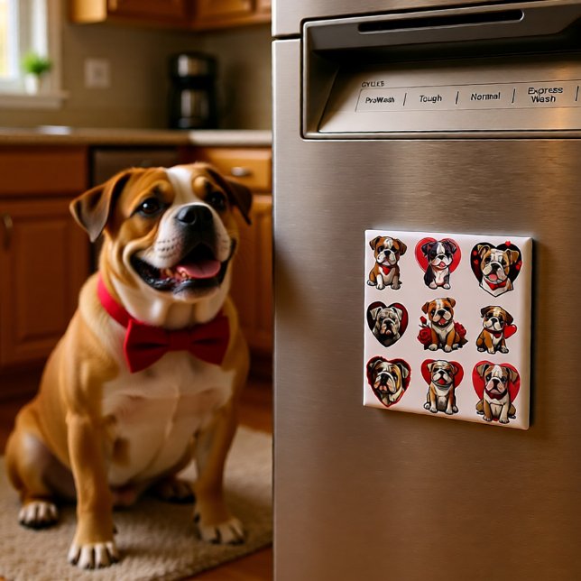 Valentine Bulldog   Magnet (Bulldog Hearts & Roses Magnet)