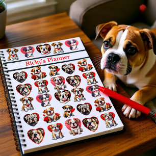 Valentine Bulldog personalized Planner