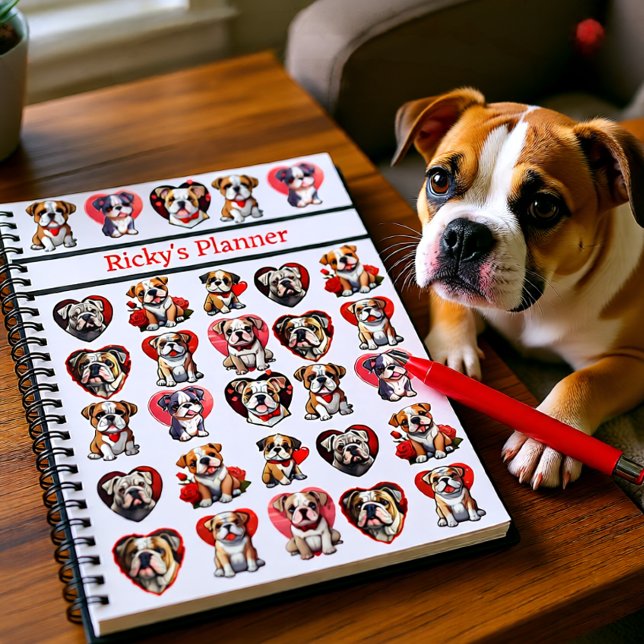 Valentine Bulldog personalized Planner (Valentine Bulldog Love Personalized Cute Dog Planner)