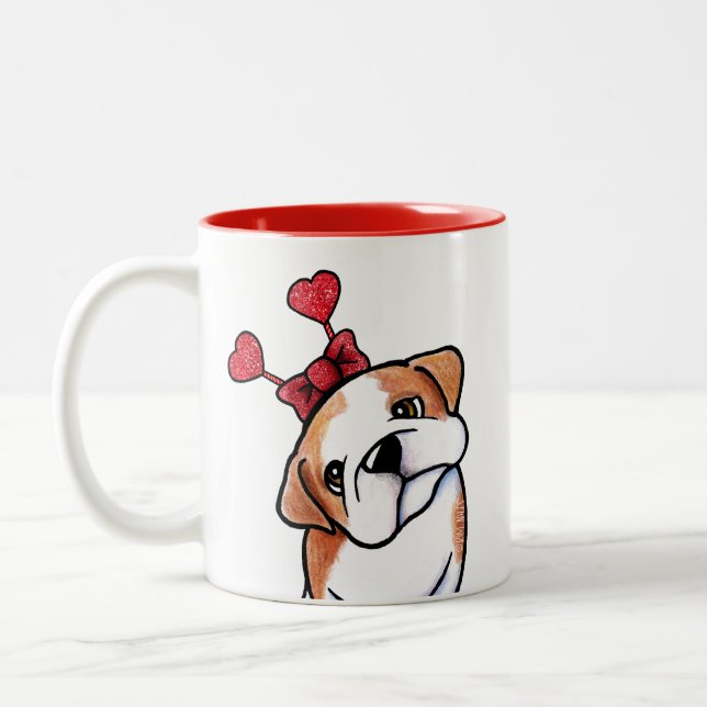 Valentine Bulldog Two-Tone Coffee Mug (Left)