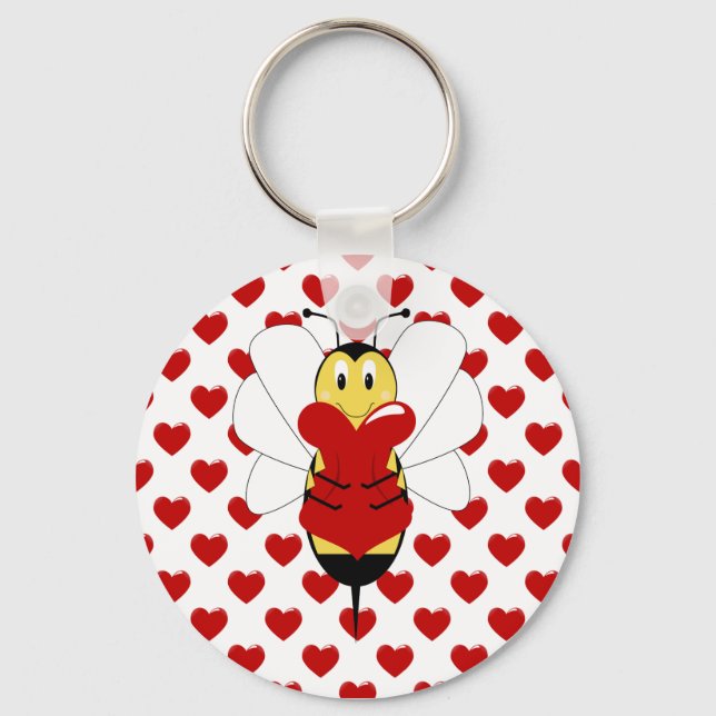 Valentine Bumble Bee Keychain (Front)