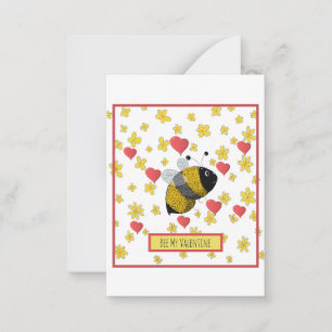 Valentine Bumblebee Daisy Pink Heart Cute Card