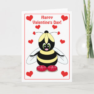 Valentine Bumblebee with Hearts Card