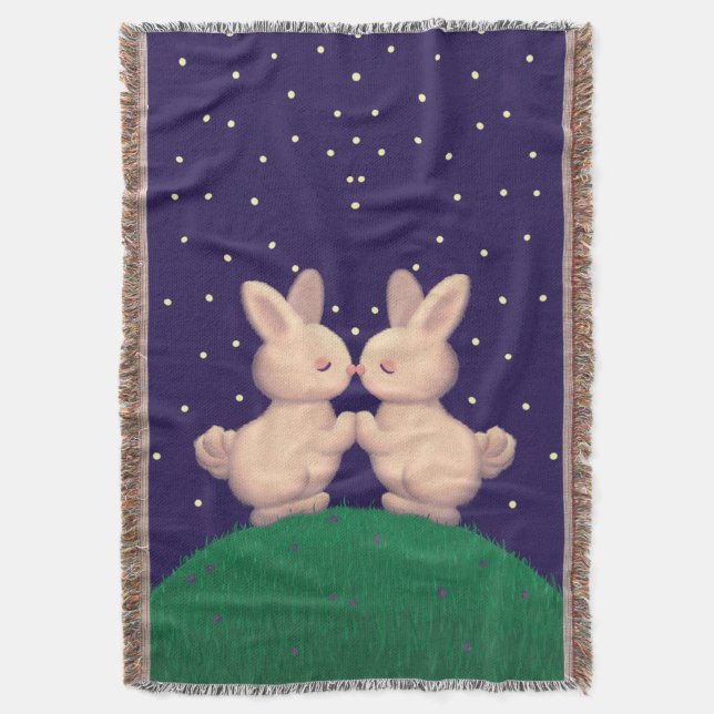 Valentine Bunnies  Throw Blanket (Front Vertical)