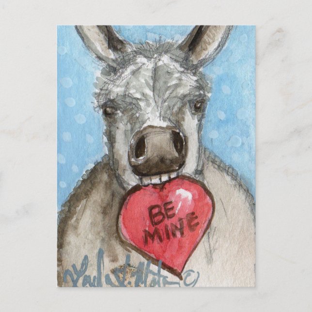 Valentine Burro Postcard (Front)