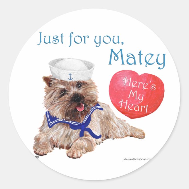 Valentine Cairn Terrier Classic Round Sticker (Front)