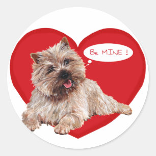 Valentine Cairn Terrier says Be Mine! Classic Round Sticker