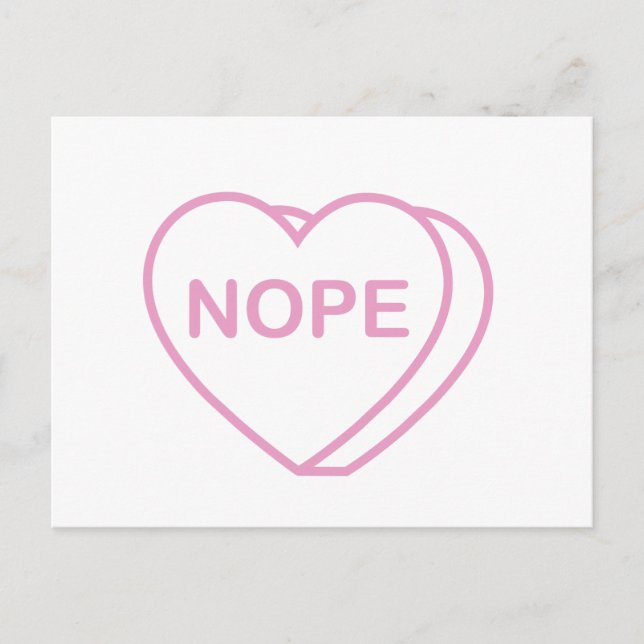 Valentine Candy Heart, Nope Postcard (Front)
