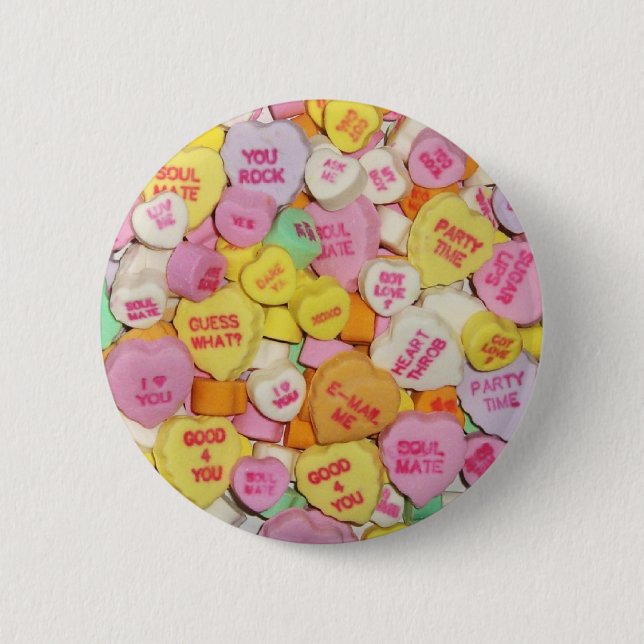 Valentine Candy Hearts 6 Cm Round Badge (Front)