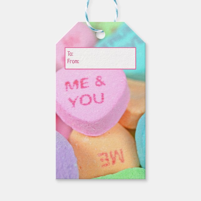 Valentine Candy Hearts Gift Tags (Front)