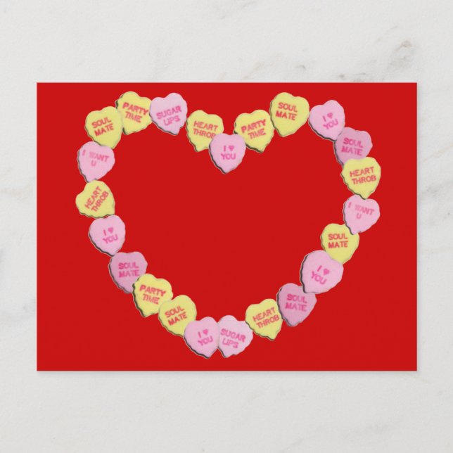Valentine Candy Hearts Heart Holiday Postcard (Front)