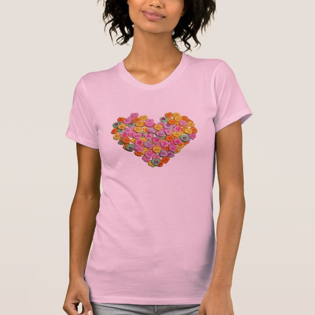 Valentine Candy Hearts Heart T-Shirt (Front)