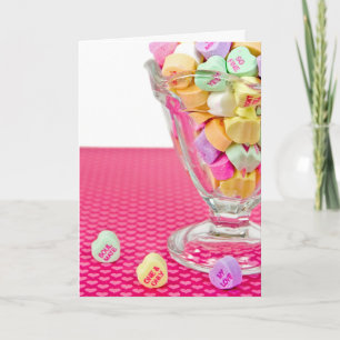 Valentine Candy Hearts in Sundae Glass Holiday Card