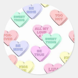 Valentine Candy Hearts Pattern Stickers