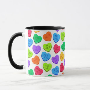 Valentine Candy Hearts Pattern Wrapping Paper   Co Mug