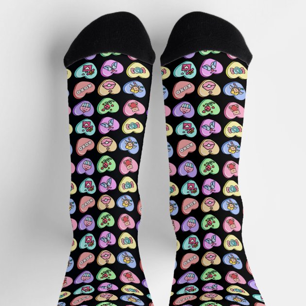 6 Pairs Women's Novelty Knee High Socks – Valentine's Love Hearts Assorted Designs – Size 9-11