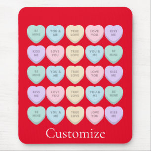 Valentine Candy Hearts Thunder_Cove Mouse Mat