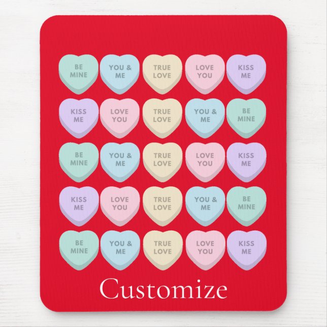 Valentine Candy Hearts Thunder_Cove Mouse Mat (Front)