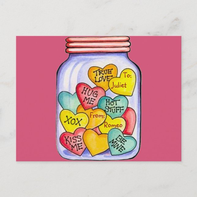 Valentine Candy Jar Postcard (Front)