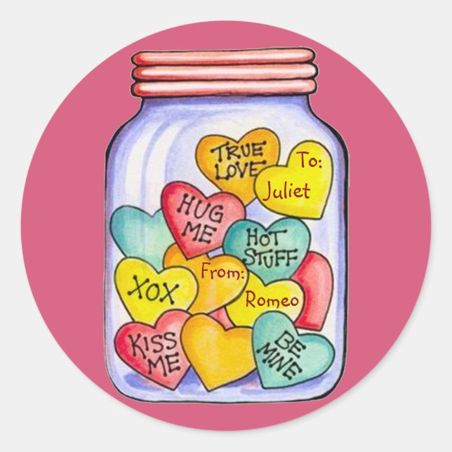 Valentine Candy Jar Stickers (Front)