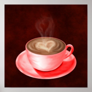 Valentine Cappuccino Art Heart Poster